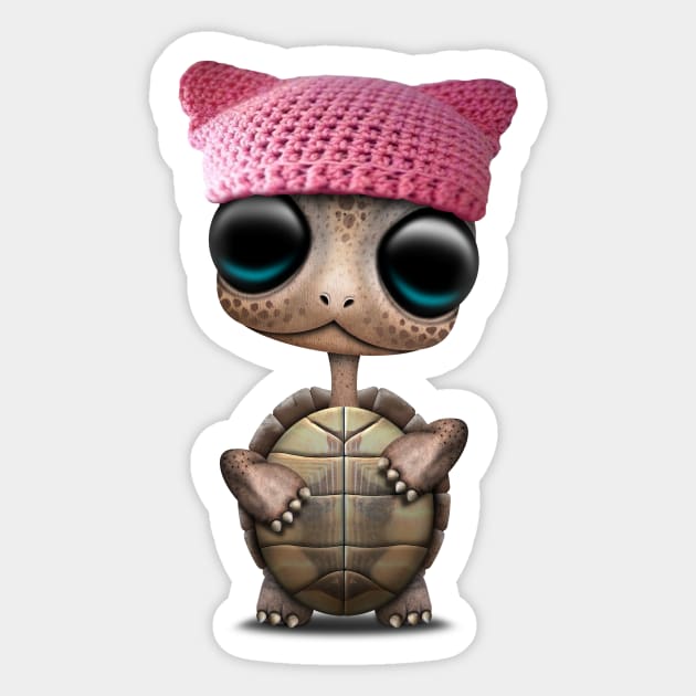 Cute Baby Turtle Wearing Pussy Hat Sticker by jeffbartels